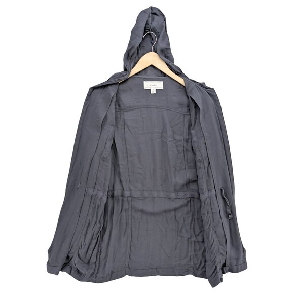 Caslon Utility Jacket Womens Dark Grey Full Zip Hooded Lightweight Pockets Sz XS - Picture 3 of 9